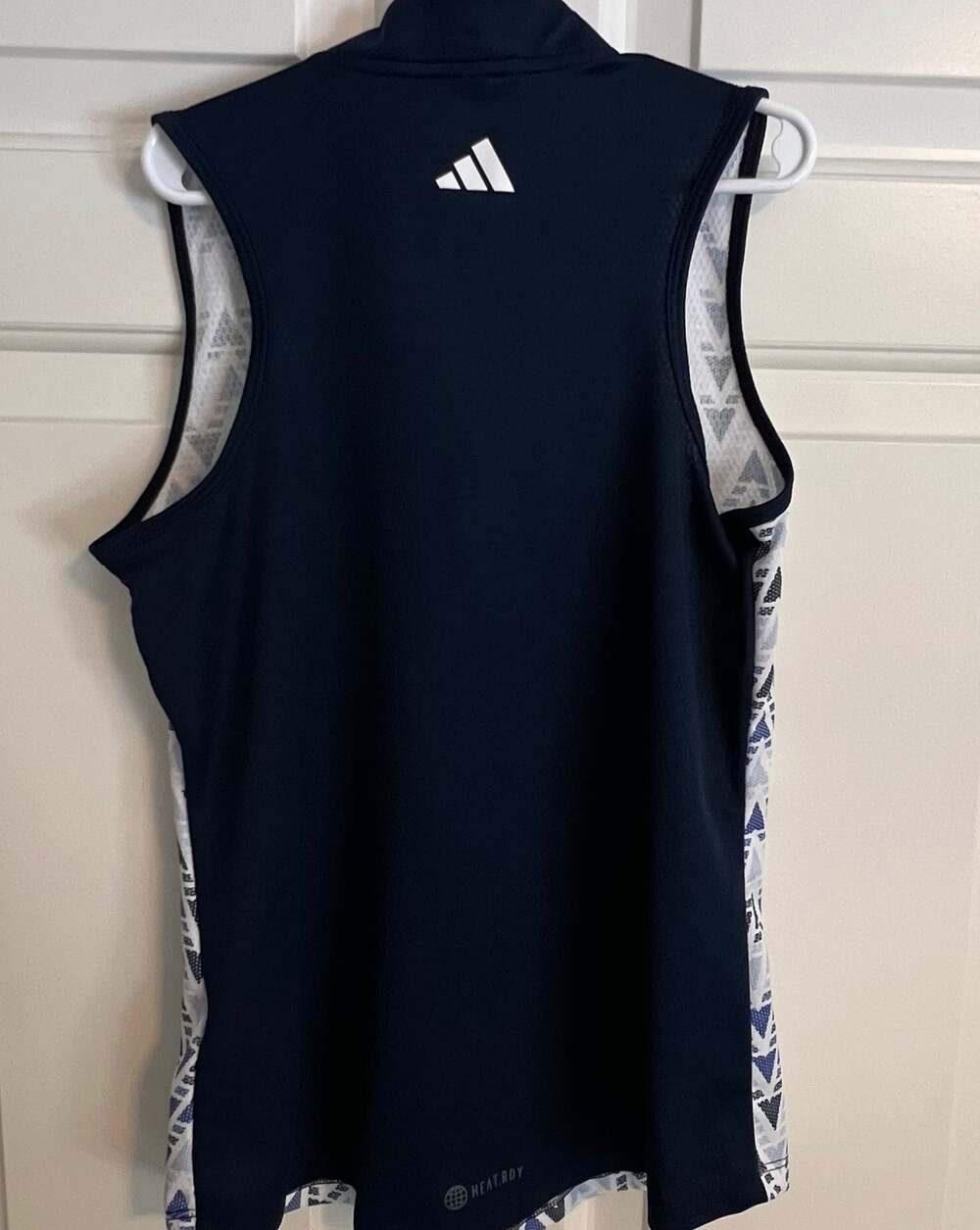 Adidas Youth Girl's Navy Geometric Print Sleeveless Polo Golf Top Size Medium‎ - Picture 3 of 4